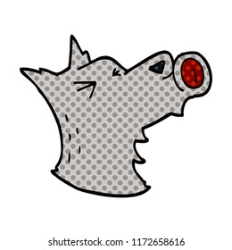 cartoon doodle howling wolf