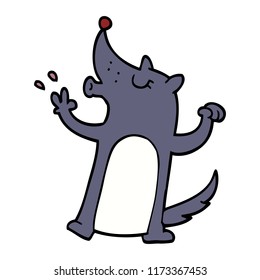 cartoon doodle howling wolf
