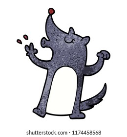 cartoon doodle howling wolf