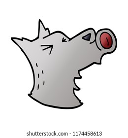cartoon doodle howling wolf