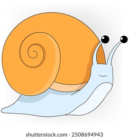 Ilustración de dibujos animados de la actividad animal, un caracol se arrastra muy lentamente