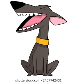 Cartoon doodle illustration of animals acting funny, a skinny brown dog was barking