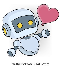 dibujo animado doodle ilustración de la inteligencia artificial que se asemeja a los seres humanos en el futuro, robots en el amor