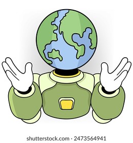 cartoon doodle illustration artificial intelligence has taken over the world, sophisticated robots with scientific knowledge about the earth