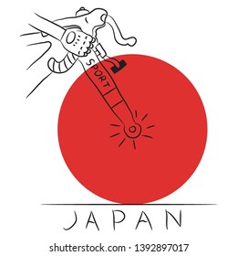 Cartoon doodle illustration of bike tours japan - cycling trips japan for t-shirt print design, postcards