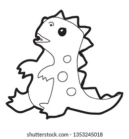 Cartoon doodle illustration of cute dinosaur for coloring book, t-shirt print design, greeting card