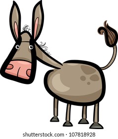 cartoon doodle illustration of cute farm donkey