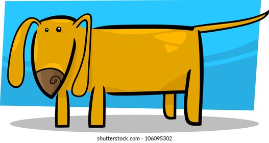 cartoon doodle illustration of funny yellow dog or puppy