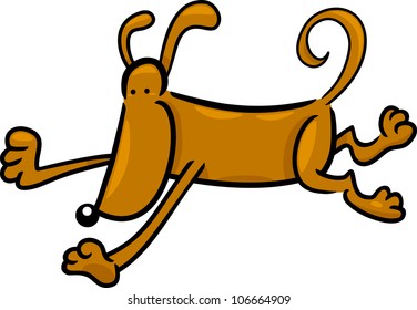 cartoon doodle illustration of running dog or puppy