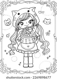 caricatura doodle kawaii página de coloreo de anime linda ilustración de dibujo personaje de arte chibi manga cómic