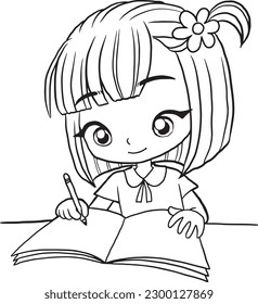 caricatura doodle kawaii página de color anime linda ilustración clipart personaje chibi manga línea de dibujo arte de descarga gratuita png