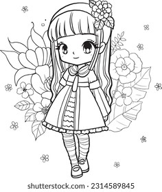 cartoon doodle kawaii anime coloring page cute illustration drawing character chibi manga comic