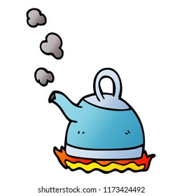 cartoon doodle kettle on stove