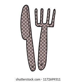 cuchillo y tenedor de doodle de dibujos animados