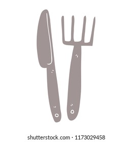 cartoon doodle knife and fork
