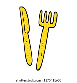 cartoon doodle knife and fork
