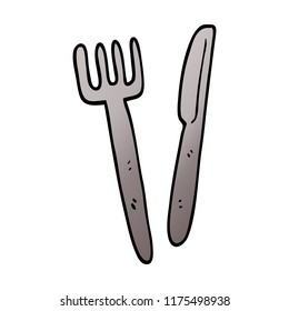 cuchillo y tenedor de doodle de dibujos animados
