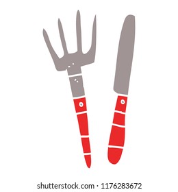 cartoon doodle knife and fork