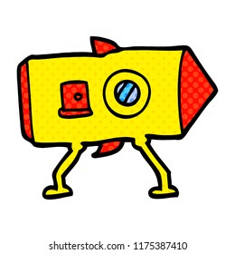 cartoon doodle landing spaceship