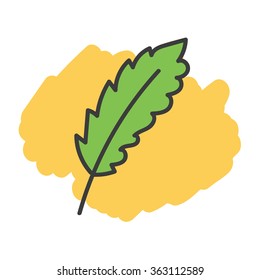 Cartoon doodle leaf.
