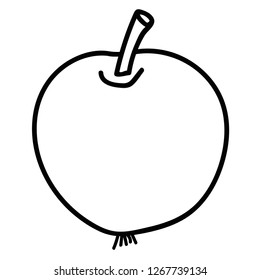 Cartoon doodle linear apple isolated on white background. Vector illustration. 