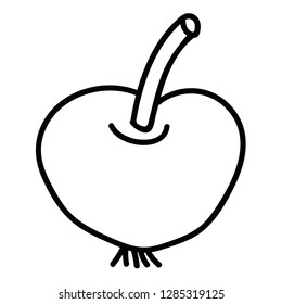 Cartoon doodle linear apple isolated on white background. Vector illustration. 