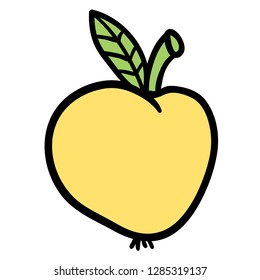Cartoon doodle linear apple isolated on white background. Vector illustration.  