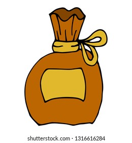 Cartoon doodle linear bag isolated on white background. Vector illustration. 