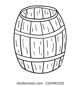 Cartoon doodle linear barrel isolated on white background. Vector illustration.