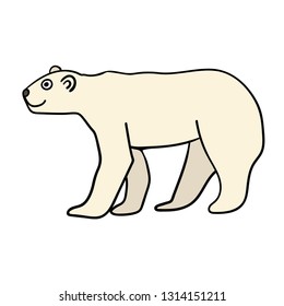 Cartoon doodle linear bear isolated on white background. Vector illustration.
