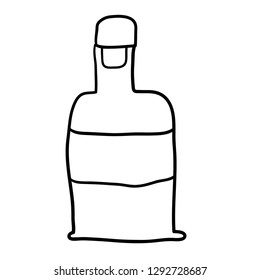 Cartoon doodle linear bottle isolated on white background. Vector illustration. 