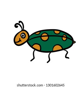 Cartoon doodle linear bug isolated on white background. Vector illustration.  