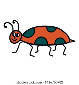 Cartoon doodle linear bug isolated on white background. Vector illustration.   