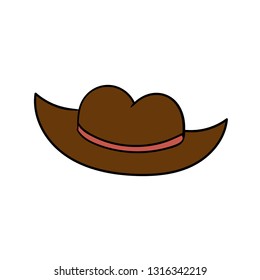 Cartoon doodle linear cowboy hat isolated on white background. Vector illustration.