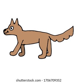 Cartoon doodle linear cute dog isolated on white background. Vector illustration. 