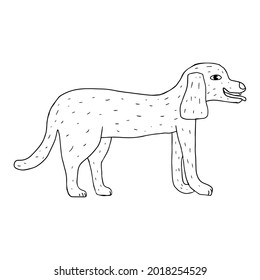 Cartoon doodle linear cute dog isolated on white background. Cute pet. 