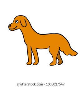 Cartoon doodle linear dog isolated on white background. Vector illustration. 