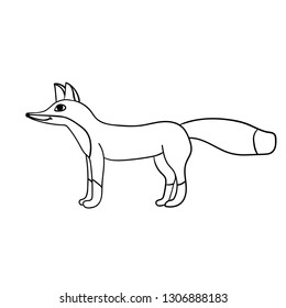 Cartoon doodle linear fox isolated on white background. Vector illustration.