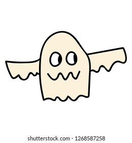 Cartoon doodle linear ghost isolated on white background. Vector illustration.  