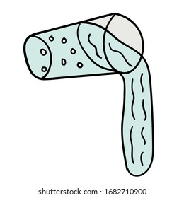 Cartoon doodle linear glass of water isolated on white background. Vector illustration.    