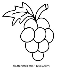 Cartoon doodle linear grapes isolated on white background. Vector illustration. 