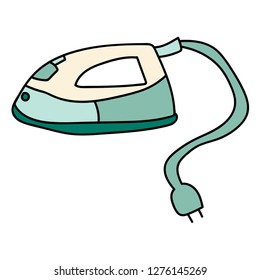 Cartoon doodle linear iron isolated on white background. Vector illustration. 