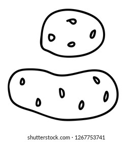 Cartoon doodle linear potato isolated on white background. Vector illustration.