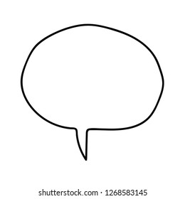Cartoon doodle linear speech bubble isolated on white background. Vector illustration. 