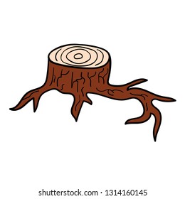 Cartoon doodle linear stump isolated on white background. Vector illustration.
