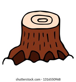 Cartoon doodle linear stump isolated on white background. Vector illustration. 