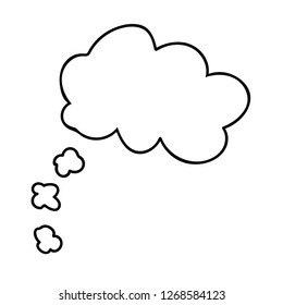 Cartoon doodle linear thought bubble isolated on white background. Vector illustration.  