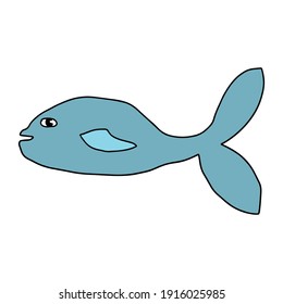 Caricatura de ballena lineal aislada en fondo blanco. Estilo infantil. Ilustración del vector
