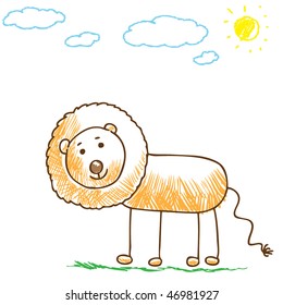 Cartoon doodle lion