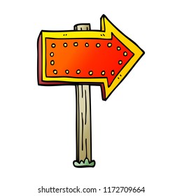 cartoon doodle lit up sign